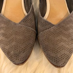 Olive green pointy toe flats, TOMS